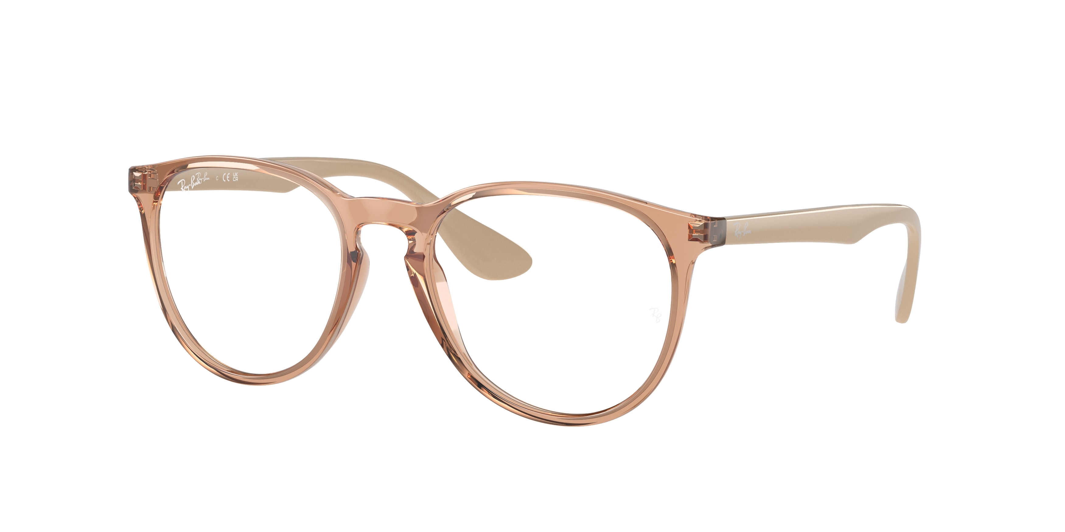 Ray - Ban Damen RX7046 Erika 8339 Optische Fassungen Injiziert Braun Transparent Rund Normal-image